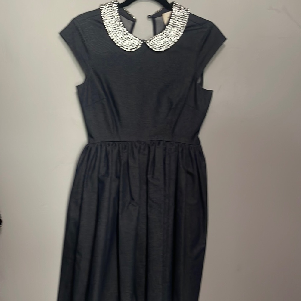 Kate Spade Peter Pan embellished collar navy dress.